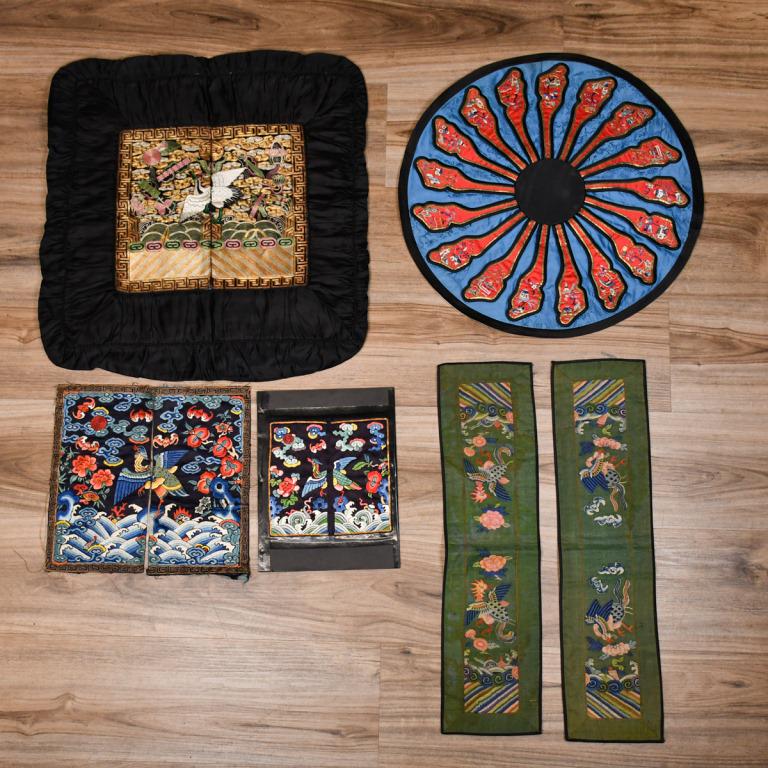 A Group of 6 Silk Textile Fragments 19/20thC (1 of 7)