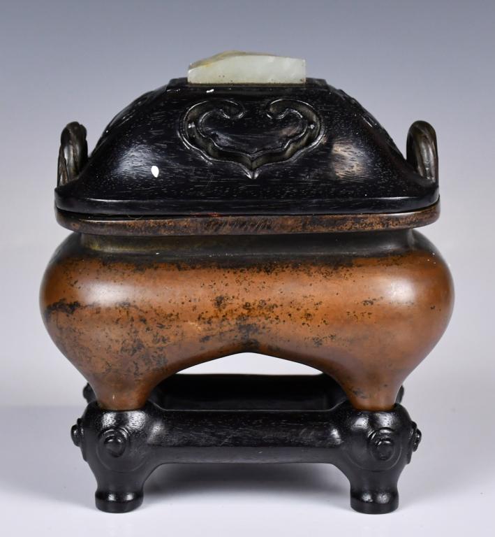 A Bronze Covered Censer w/ Stand Qing (1 of 13)
