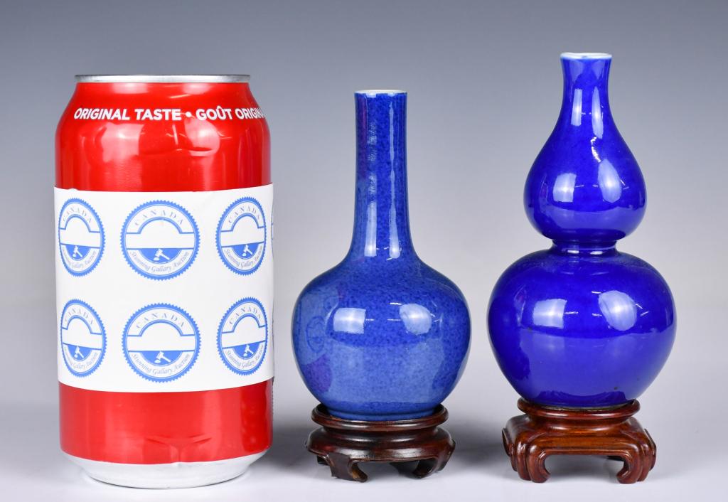 A Group of Two Blue Glaze Vases w/Stand Qing (1 of 10)