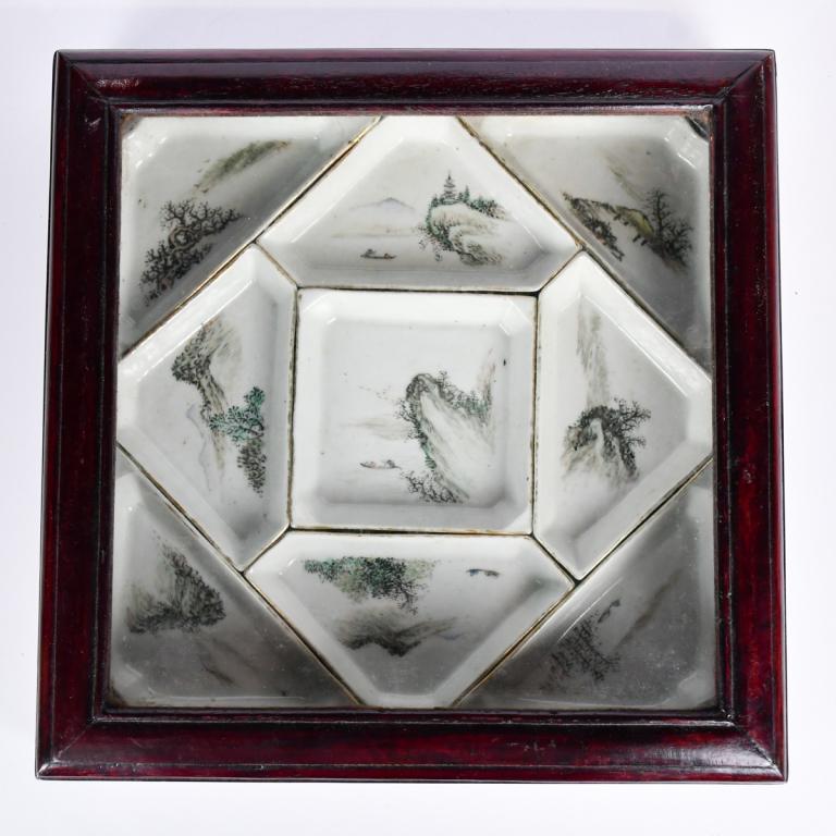 9Pcs Qianjiang Enamel Dish Set in Box Early 20thC (1 of 9)