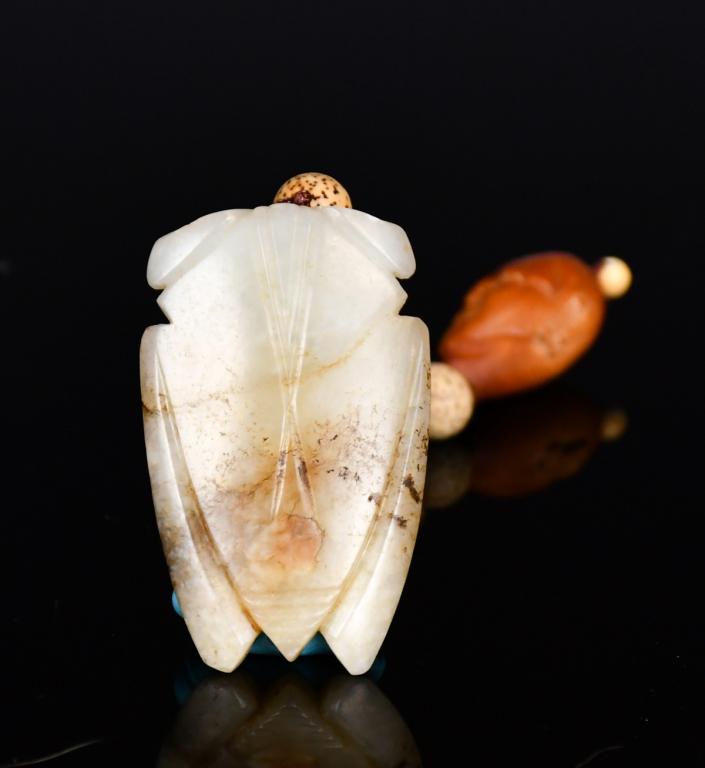 A Jade Cicada Carving with Beads (1 of 9)