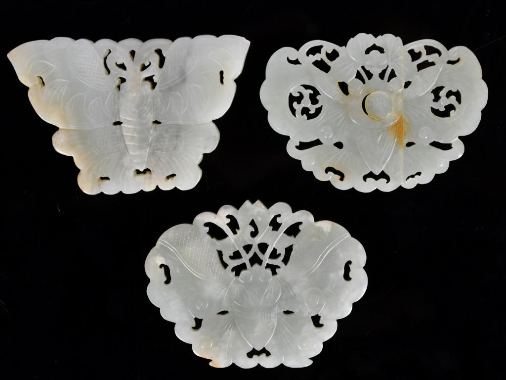 A Group of 3 Jade Carved Butterflies Qing (1 of 9)