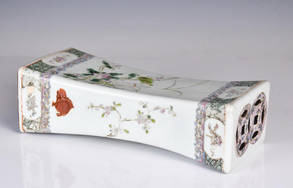 Famille Rose Floral Pillow Early 20thC (1 of 9)