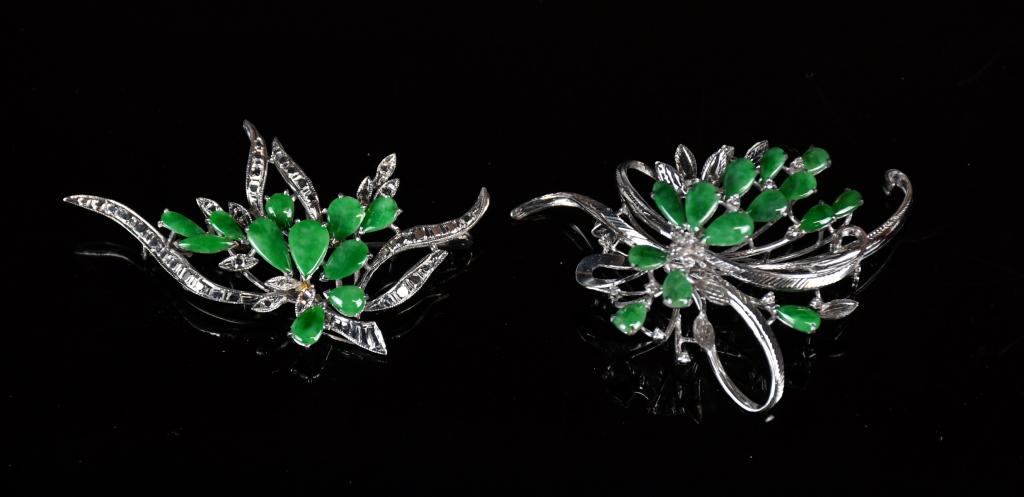 2 Jadeite & White Gold Brooches (1 of 8)