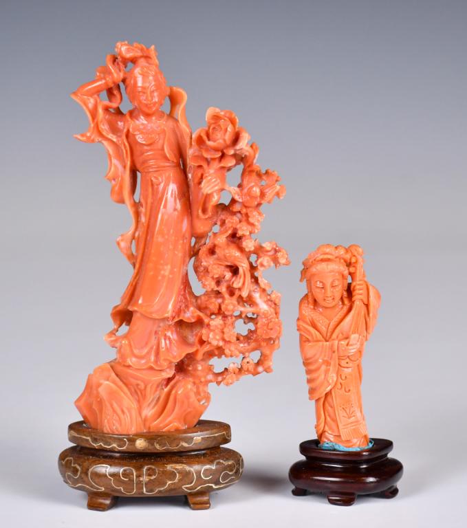 A Group of Two Coral Carved Lady Figures 19thC (1 of 11)