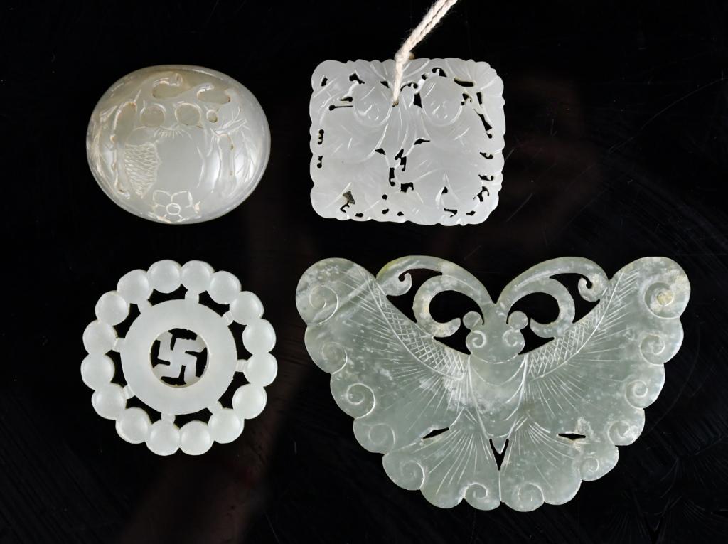 A Group of 4 Pieces of Jade Plaques Qing (1 of 12)