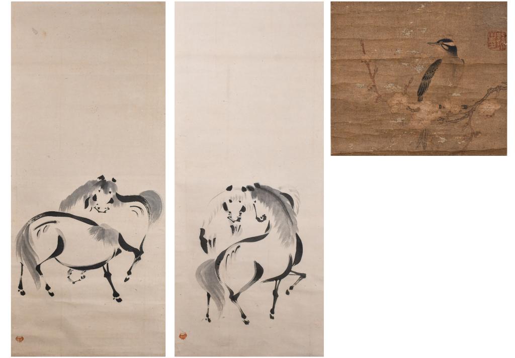 A Group of 3 Japanese Painting Hanging Scrolls (1 of 15)