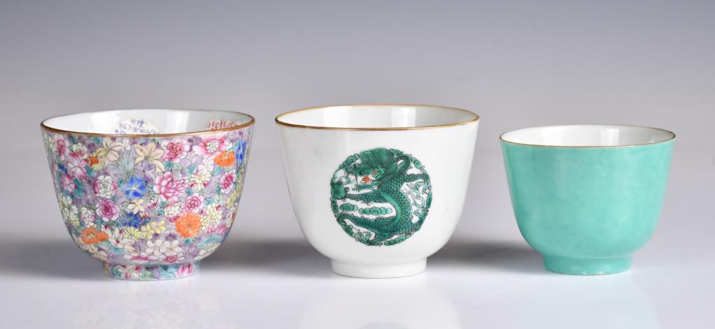 3 Assorted Porcelain Cups Late Qing-Republican (1 of 12)