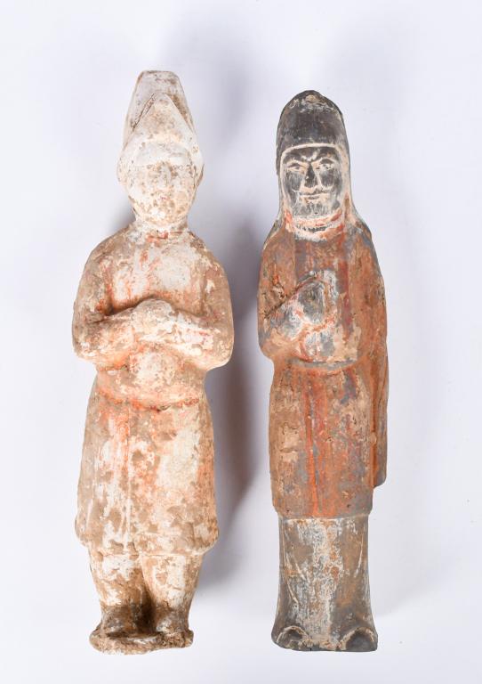 Two Painted Earthenware Attendant Figures, Tang Dynasty (1 of 10)