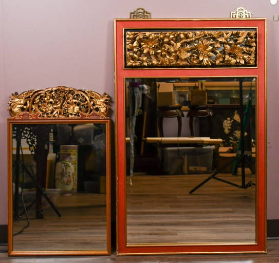 2 Mirrors Of Gilt Wood Carving Frames Republican