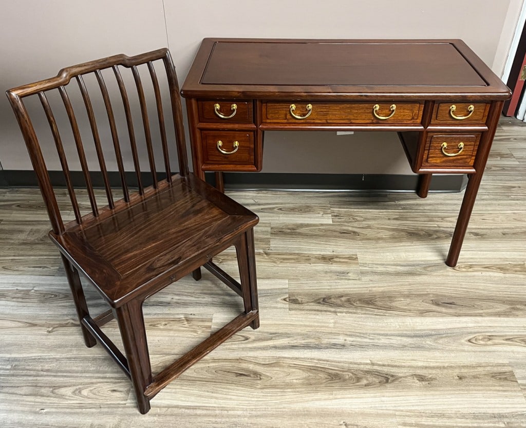 A Hardwood Study Desk with Chair 20thC (1 of 13)