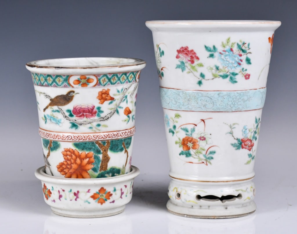 Group of 2 Famille Rose Tall Planters Republican (1 of 14)