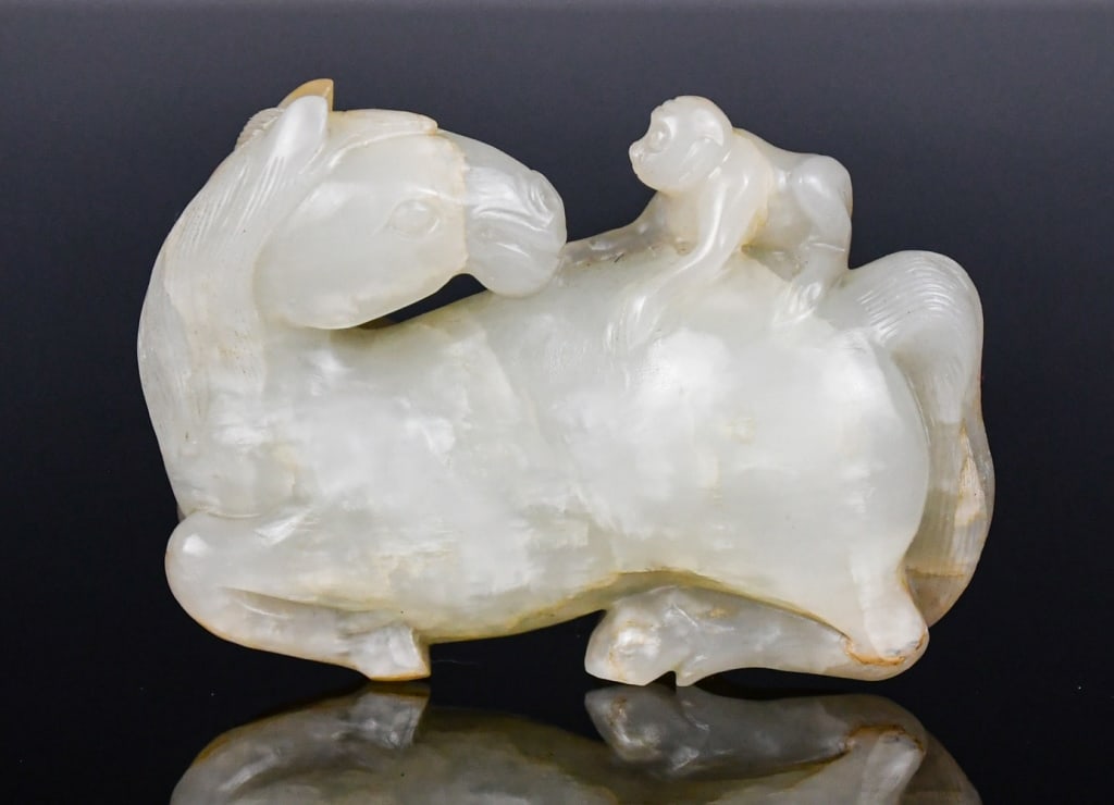 A White Jade Carved Monkey on Horse Buckle Qing (1 of 11)
