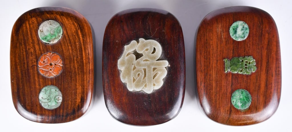 Group of 3 Jade Inlaid Covered Boxes Republican (1 of 9)