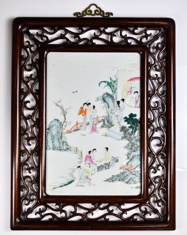 Famille Rose Figural Story Porcelain Plaque 19thC (1 of 14)