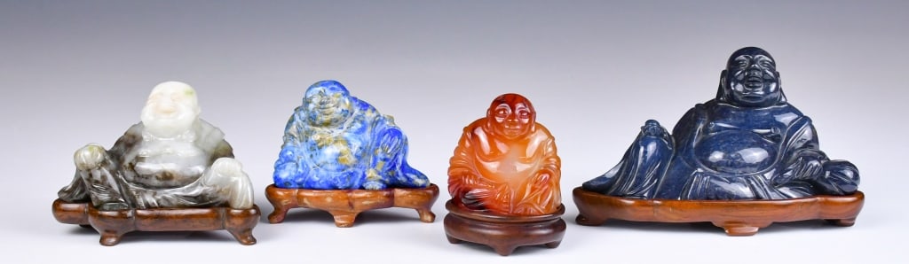 Group of 4 Stone Carved Buddha w/Stds Republican (1 of 9)