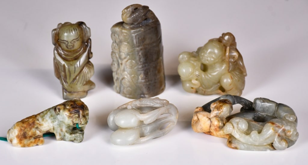Group of 6 Jade-Carved Ornaments (1 of 6)