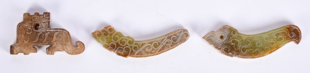 Group of 3 Archaistic Style Jade Carvings (1 of 10)