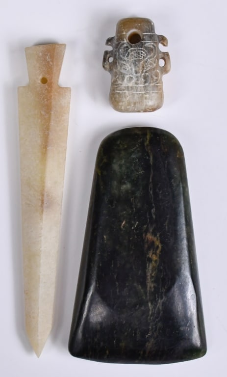 Group of 3 Archaistic Style Jade Carvings (1 of 13)