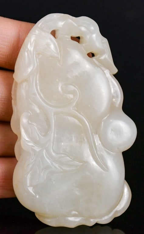 A White Jade Carved Double Gourds Pendant Qing (1 of 7)