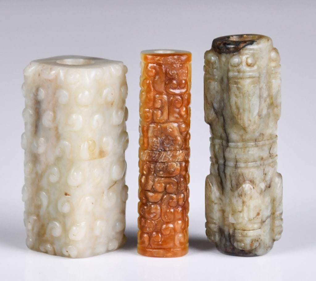 Group of 3 Archaistic Jade Tube Beads (1 of 13)