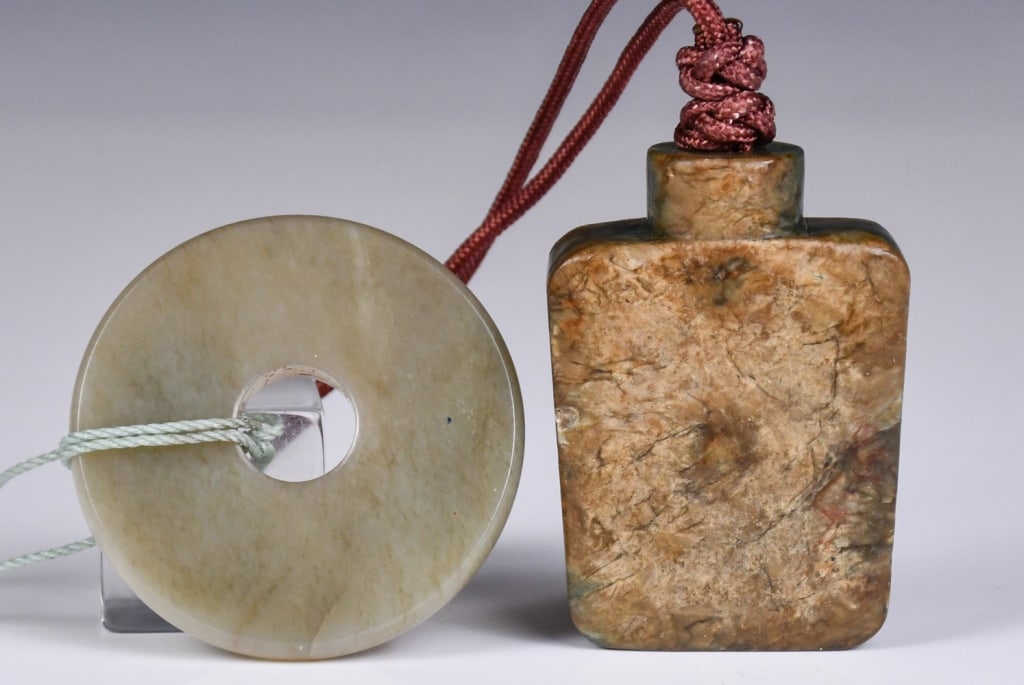 An Archaistic Jade Bi & Ornament (1 of 8)