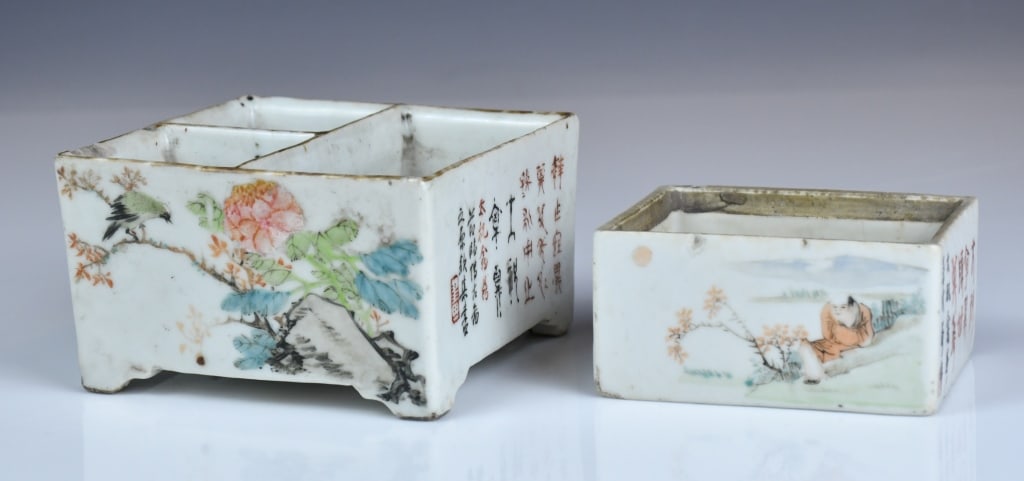 Group of 2 Famille Rose Scholar's Objects 19thC (1 of 10)