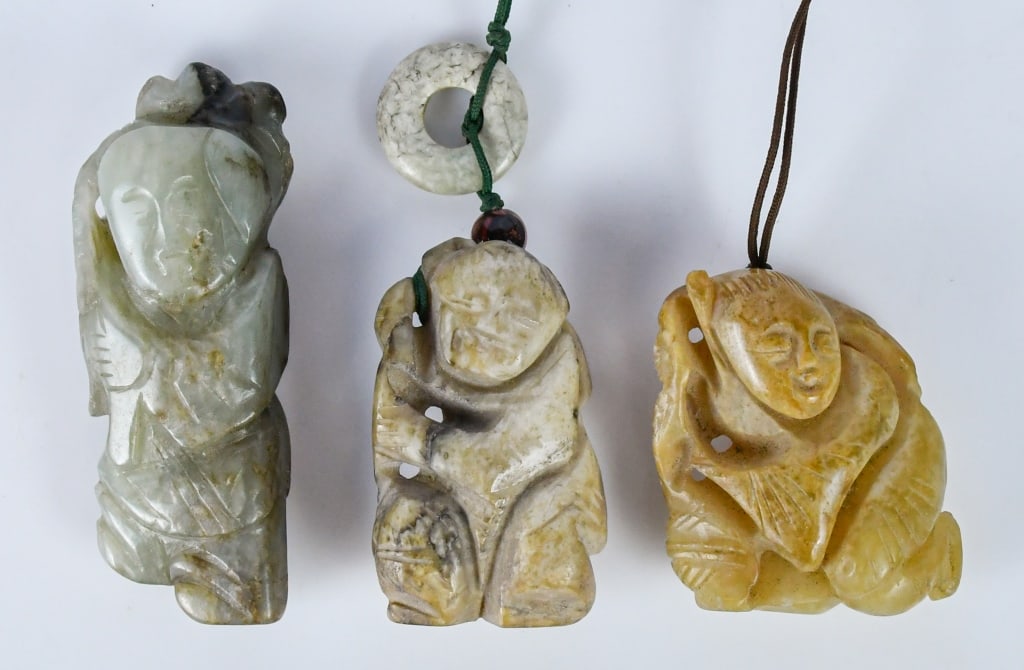 Group of 3Pcs Jade Carved Boys Qing (1 of 12)