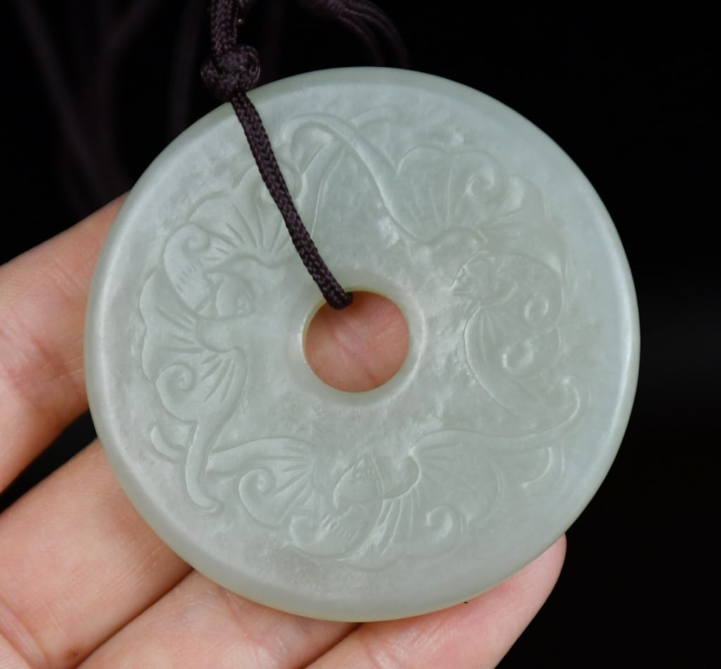 A Jade Carved Bat Bi Disc Qing (1 of 4)