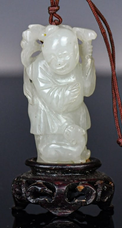 A White Jade Lotus Boy w/Std Qing (1 of 9)