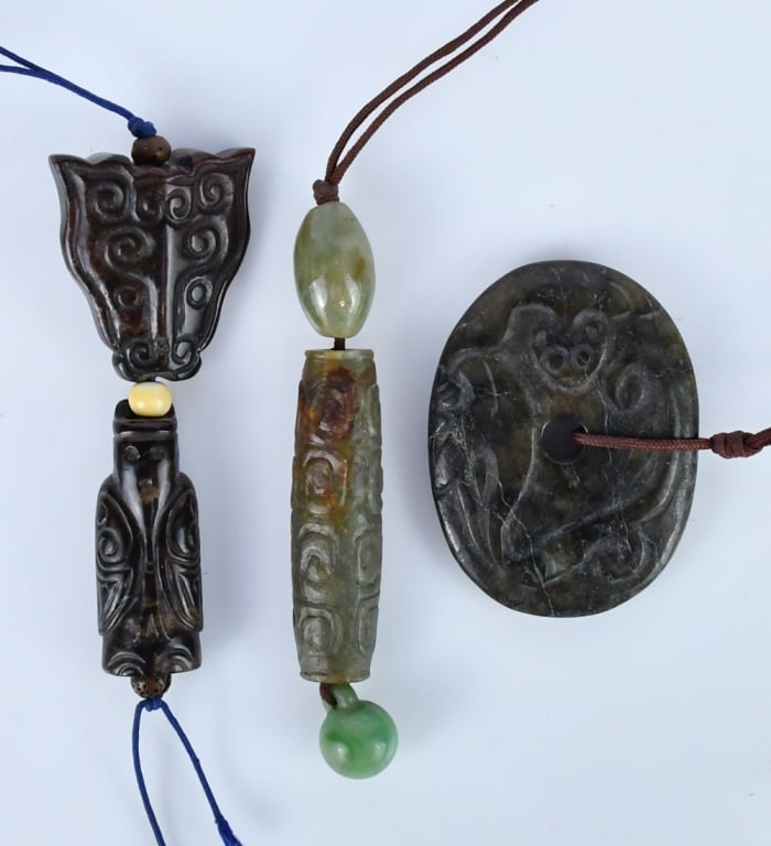 Group of 3Pcs Archaistic Jade Carvings (1 of 7)