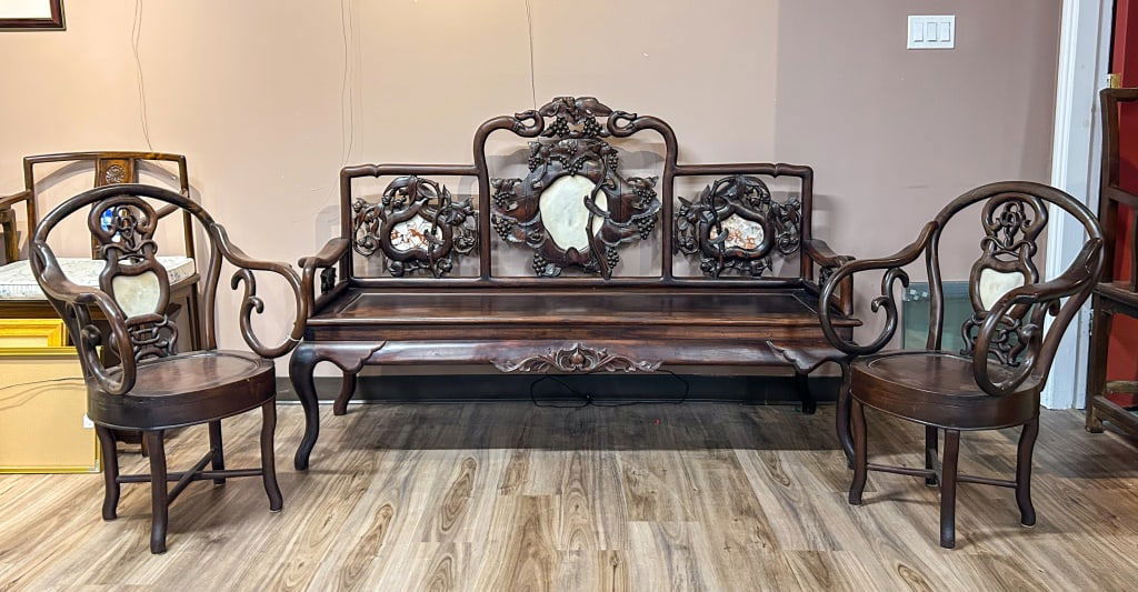 Set of 3Pcs Suanzhi Chairs 19thC (1 of 13)