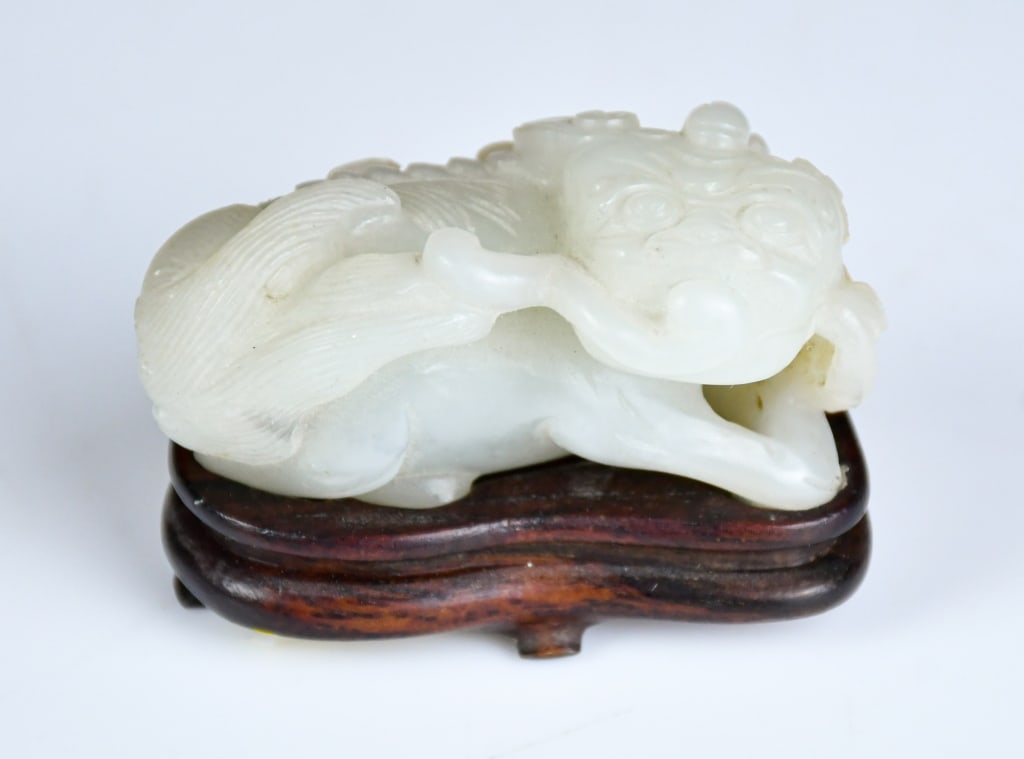 A White Jade Carved Mythical Beast w/Std Qing (1 of 12)