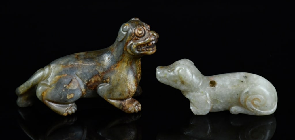 Group of 2 Archaistic Jade Carved Mythical Beasts (1 of 7)