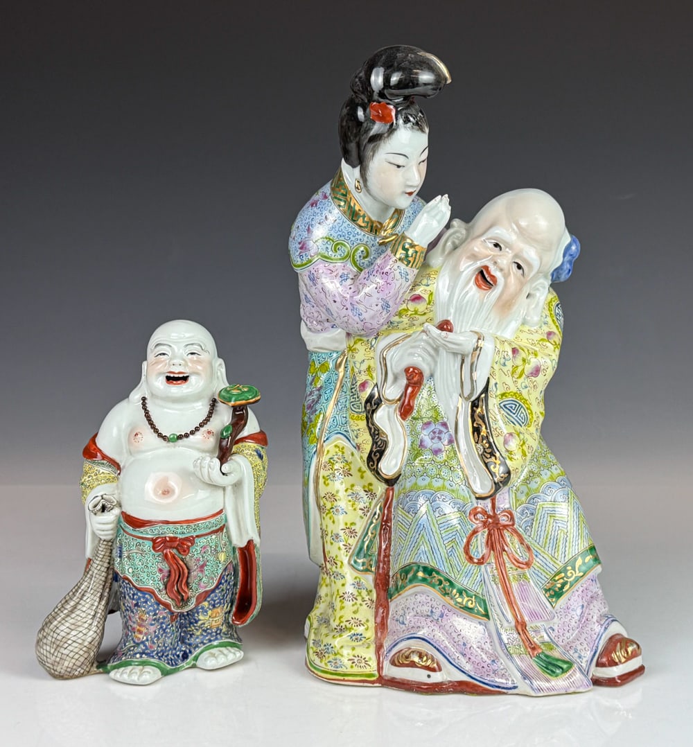 2 Famille Rose Figurines w/Mk Republican