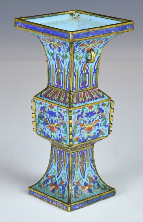 A Cloisonne Enamel Square Beaker Vase Qianlong Mk (1 of 10)