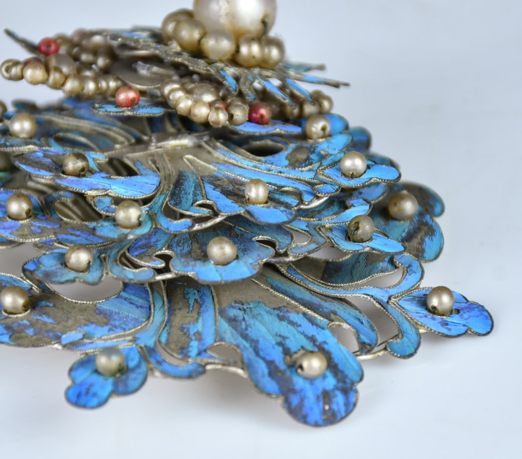 Set of 2 Cloisonne Floral Hairpins 19thC - 8