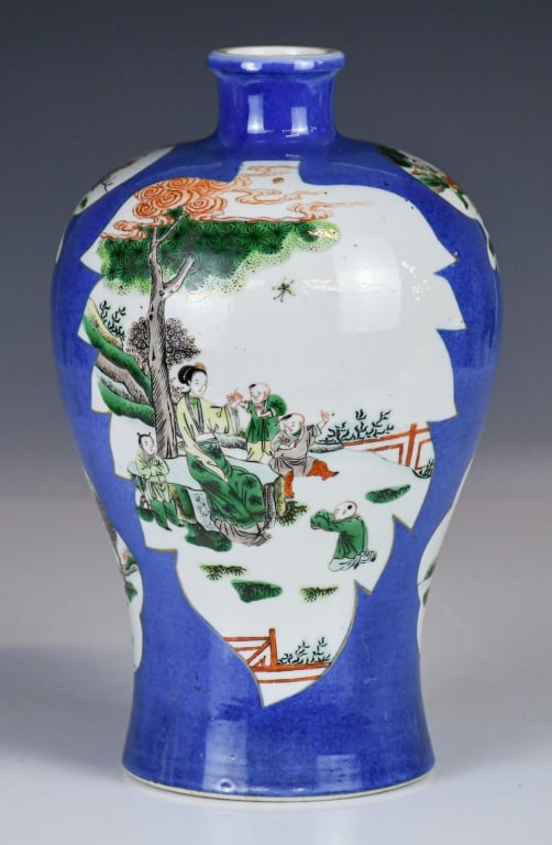 A Famille Rose Blue Ground Mei Vase Republican (1 of 12)