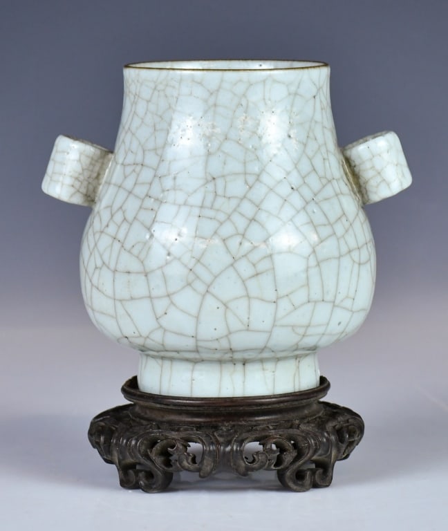 A Guan Style Hu Form Vase w/Std Qing (1 of 13)