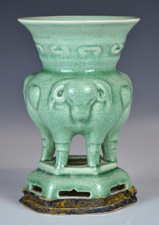 A Celadon Glazed Crackle Censer w/Std Republican (1 of 10)