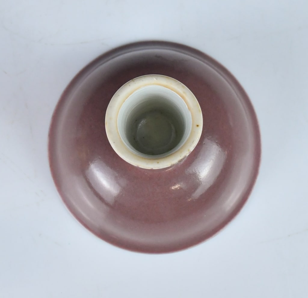 A Red Glaze Stem Cup Qing - 6