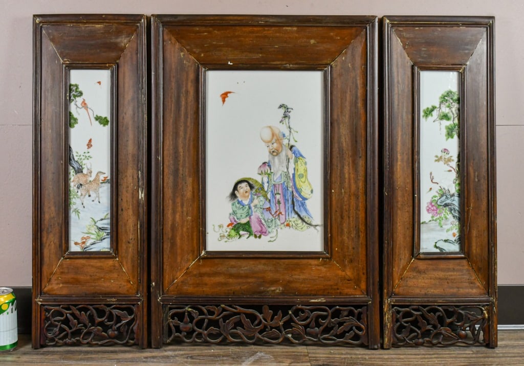 3 Famille Rose Porcelain Plaques Framed Republican (1 of 16)