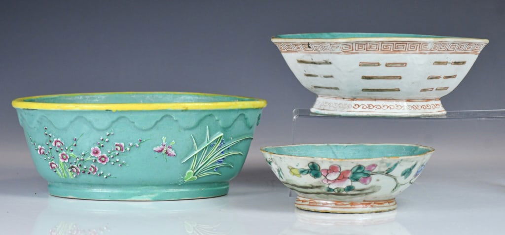3 Turquoise Glazed Offering Bowls Republican (1 of 13)