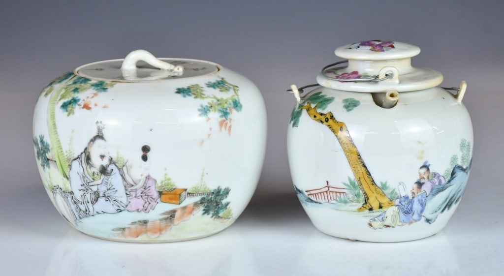 A Famille Rose Jar & A Wine Warmer 19thC (1 of 12)