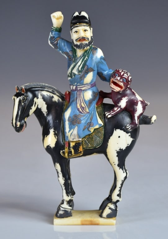 A Bone-Carved Statue w/Std Republican - 2