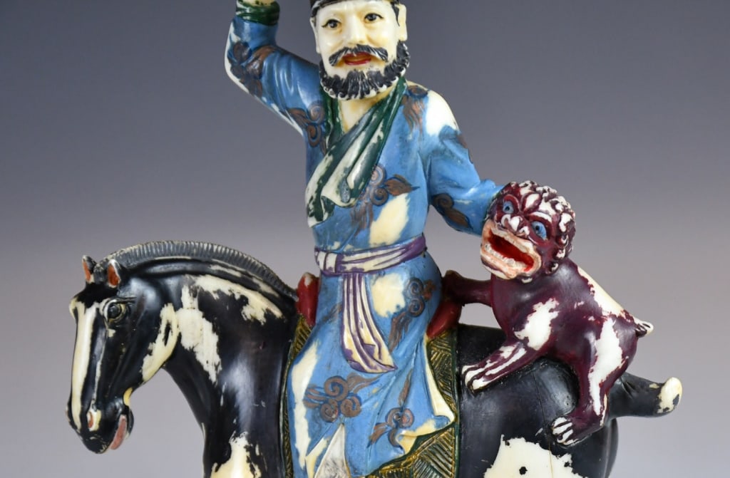 A Bone-Carved Statue w/Std Republican - 6