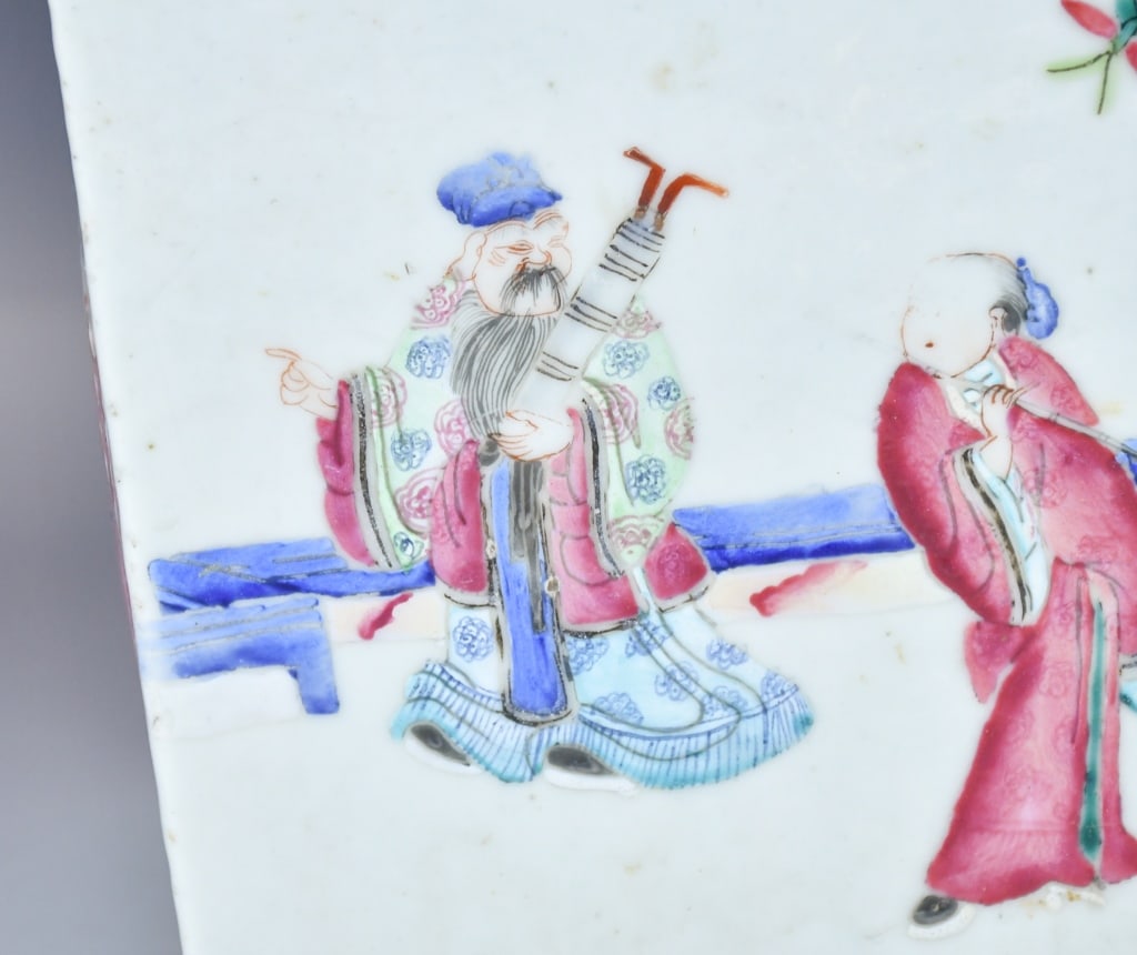 Pair Famille Rose Rectangular Flowerpots 19thC - 7