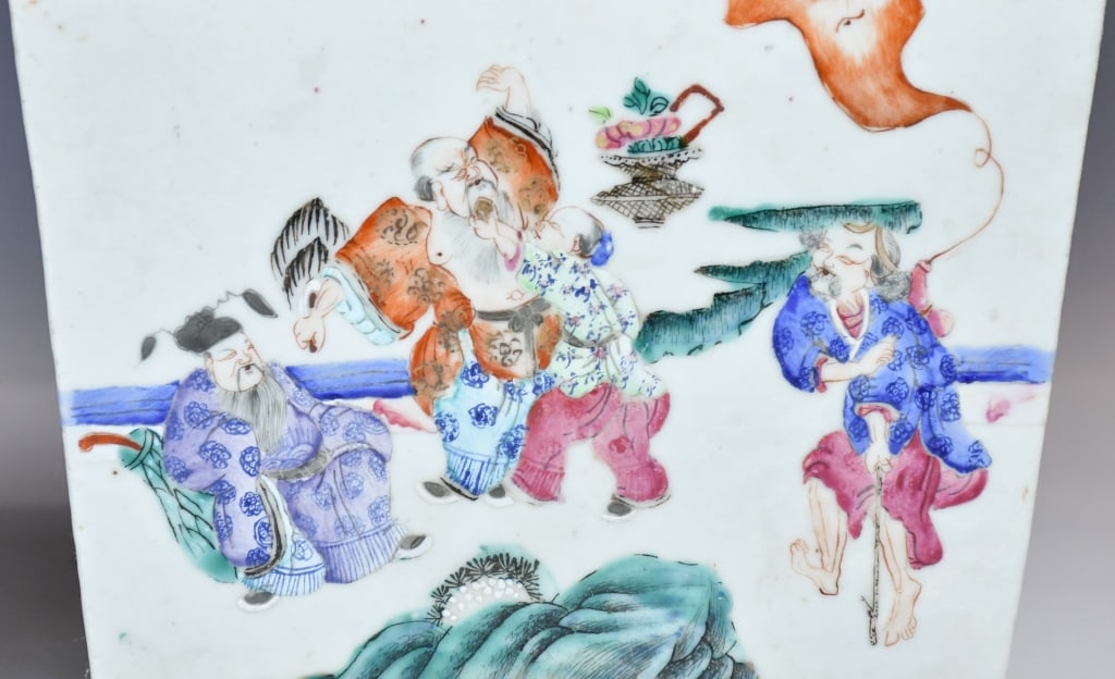 Pair Famille Rose Rectangular Flowerpots 19thC - 8