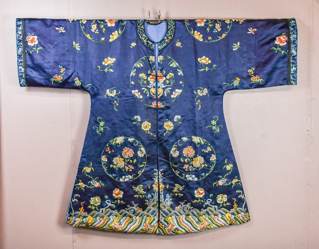 A Blue-Ground Silk Embroidered Lady's Robe 19thC (1 of 13)