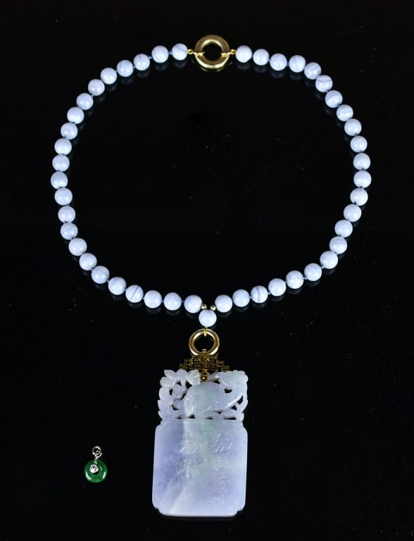 A Jadeite Necklace in 14K gold & A Jadeite Pendant (1 of 14)